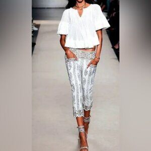 Isabel Marant Bario Berit Runway Studded Floral Pant Jean